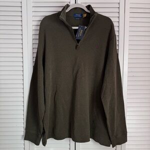 Polo Ralph Lauren Quarter Zip Estate Rib Pullover Sweater Olive Green XL NWT
